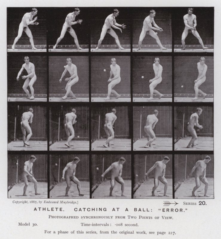 De menselijke figuur in beweging: Atleet, vangend naar een bal, "fout" door Eadweard Muybridge