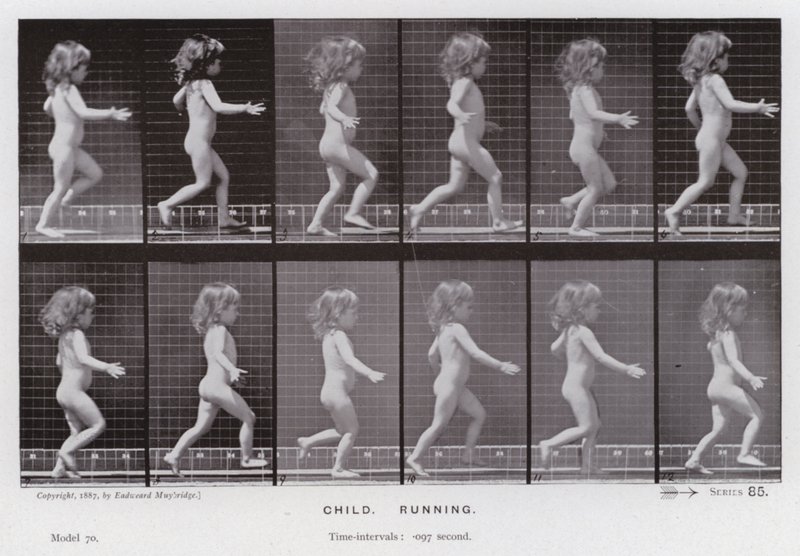 De menselijke figuur in beweging: Kind, rennen door Eadweard Muybridge