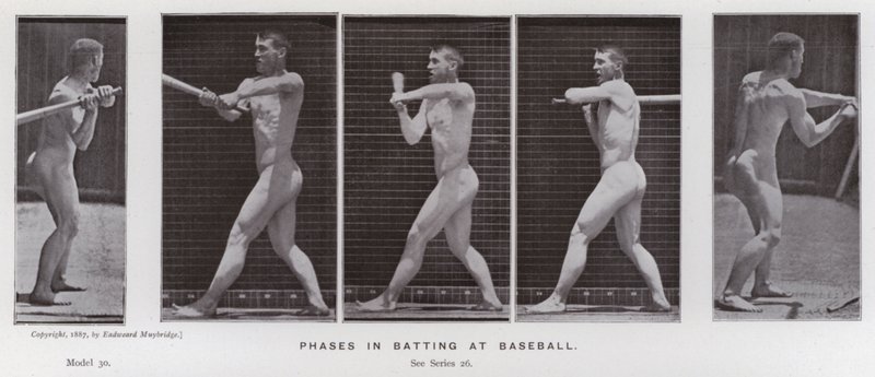 De menselijke figuur in beweging: Fasen in het slaan bij honkbal door Eadweard Muybridge