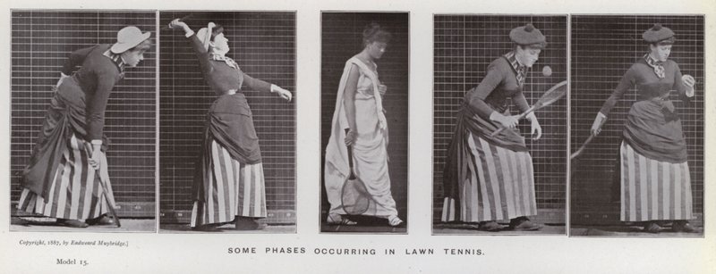 De menselijke figuur in beweging: Enkele fasen tijdens het spelen van lawn tennis door Eadweard Muybridge
