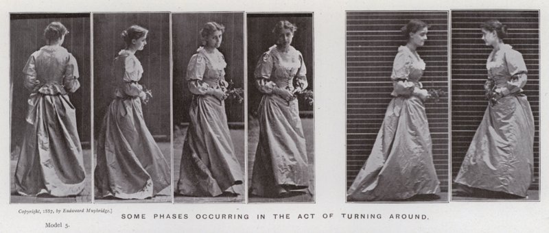 De menselijke figuur in beweging: Enkele fasen tijdens het omdraaien door Eadweard Muybridge
