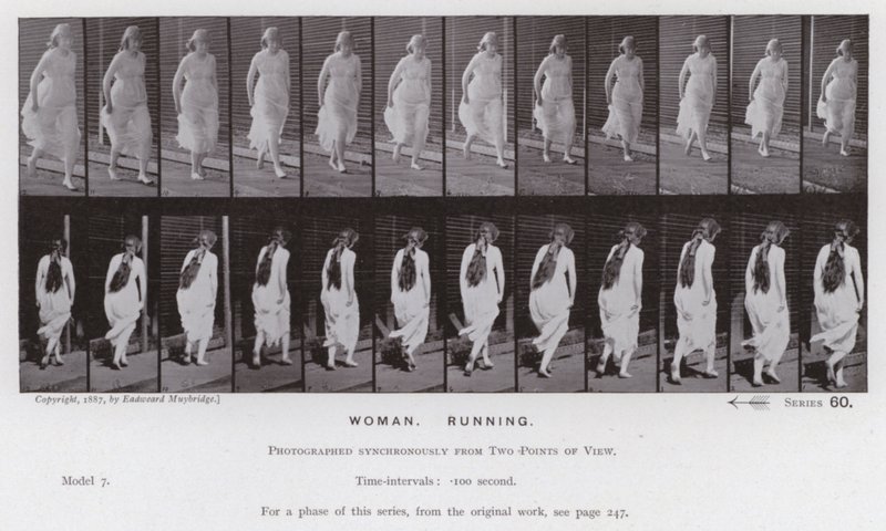 De menselijke figuur in beweging: Vrouw, rennen door Eadweard Muybridge