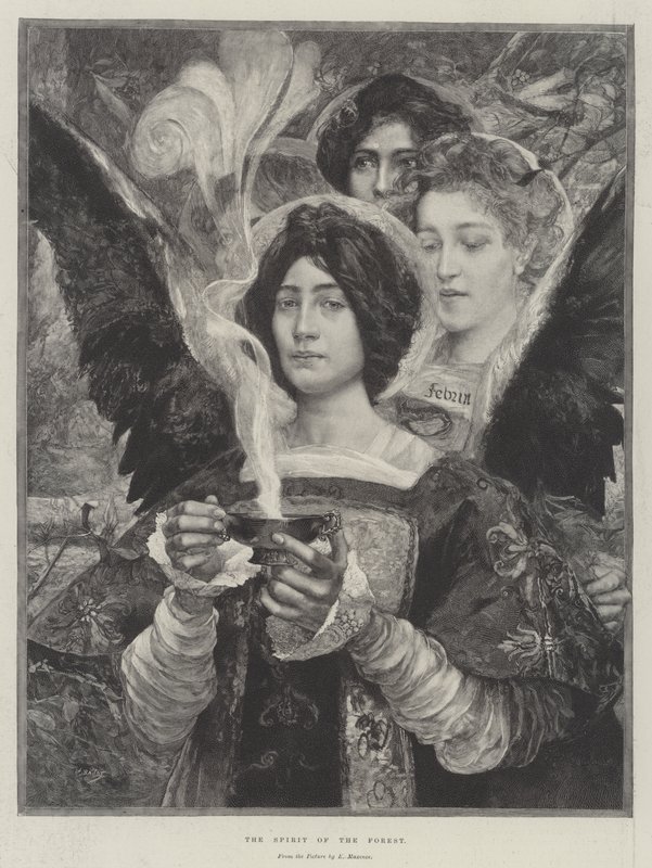 De geest van het bos (gravure) door Edgar Maxence