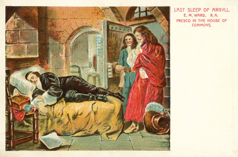 Laatste slaap van Argyll (kleur litho) door Edgar Melville (after) Ward