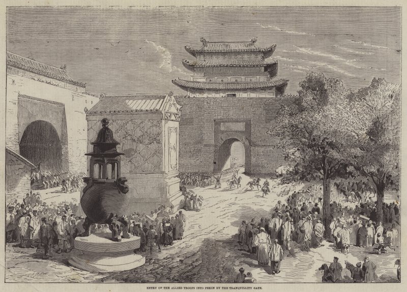Intocht van de Geallieerde Troepen in Peking door de Vredespoort door Edmond Morin