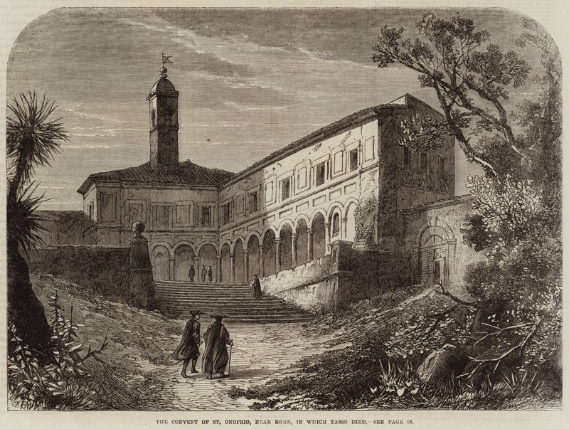 Het klooster van St. Onofrio, nabij Rome, waar Tasso stierf door Edmund Morison Wimperis