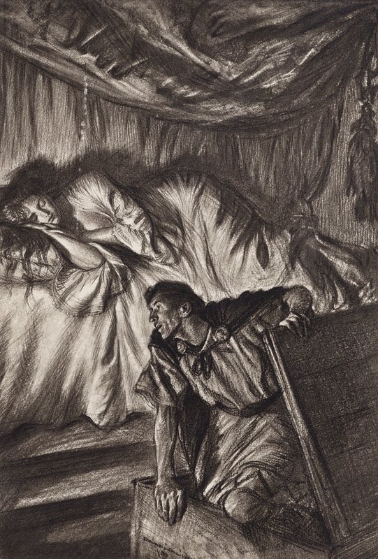 William Shakespeare: Cymbeline, Act II, Scene 2 door Edmund Joseph (after) Sullivan