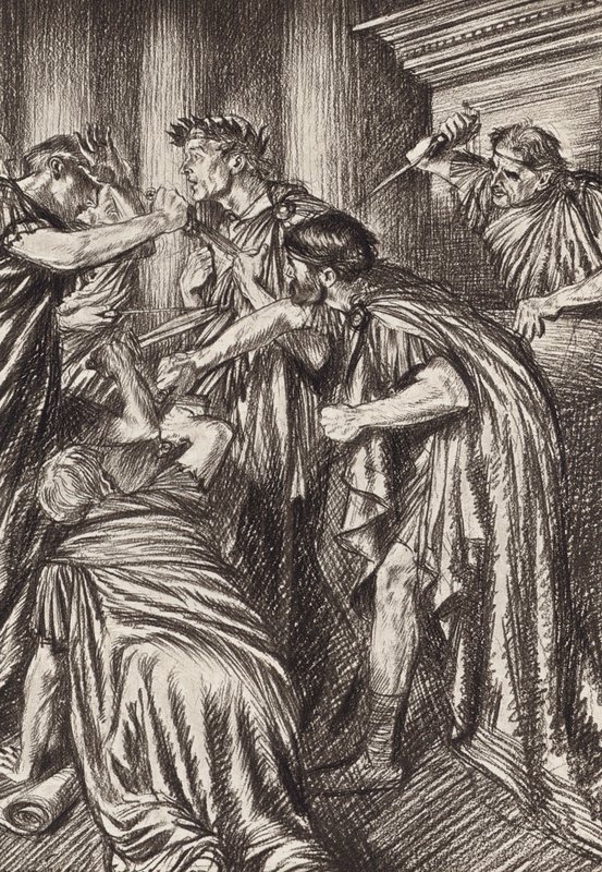William Shakespeare: De Tragedie van Julius Caesar, Act III, Scene 1 door Edmund Joseph (after) Sullivan
