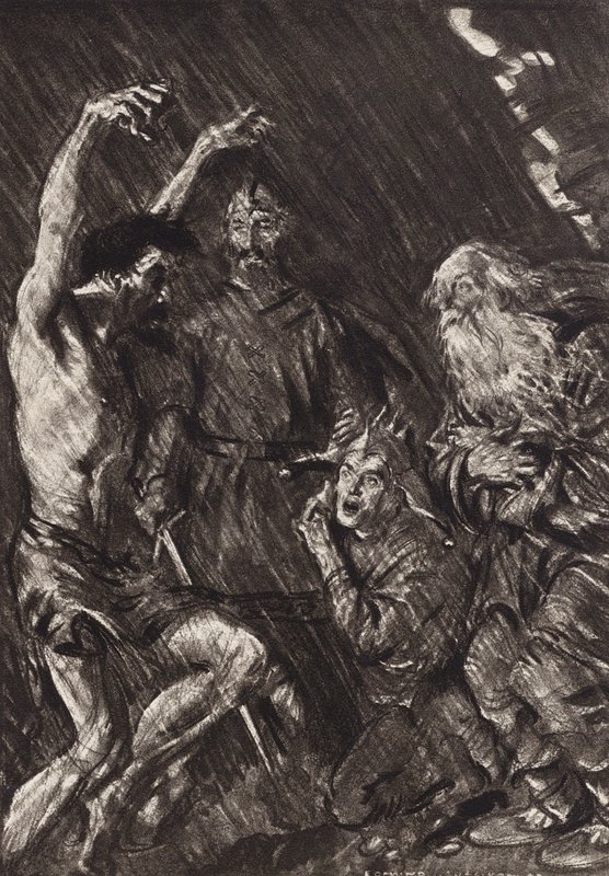 William Shakespeare: De tragedie van koning Lear, Act III, Scene 4 door Edmund Joseph (after) Sullivan