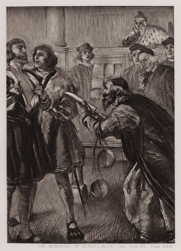 De Koopman van Venetië, Act IV, Sc I door Edmund Joseph Sullivan