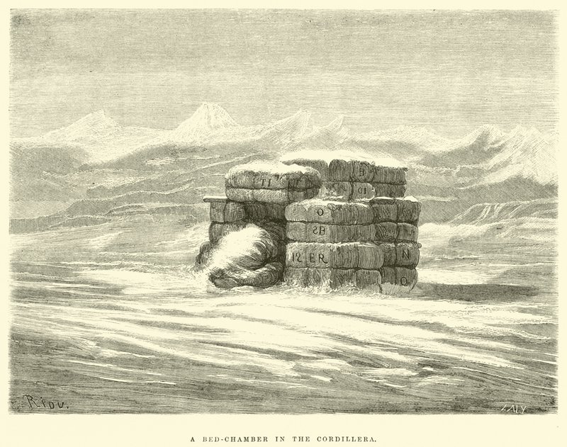 Een slaapkamer in de Cordillera door Edouard Riou