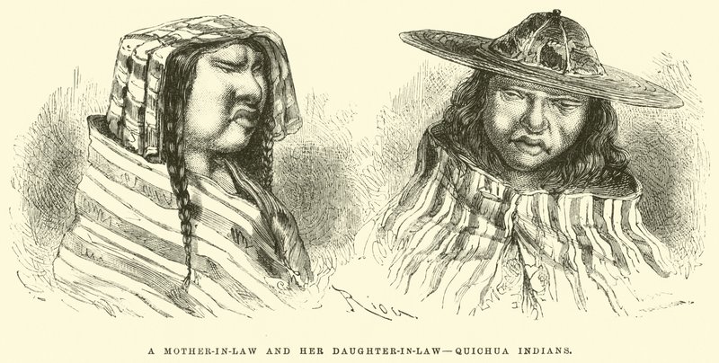 Een schoonmoeder en haar schoondochter, Quichua-indianen door Edouard Riou