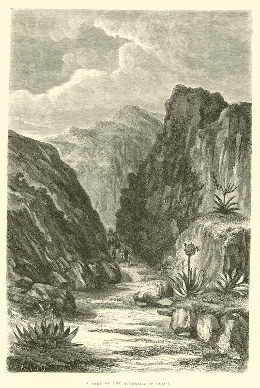 Een deel van de Quebrada van Cuzco door Edouard Riou