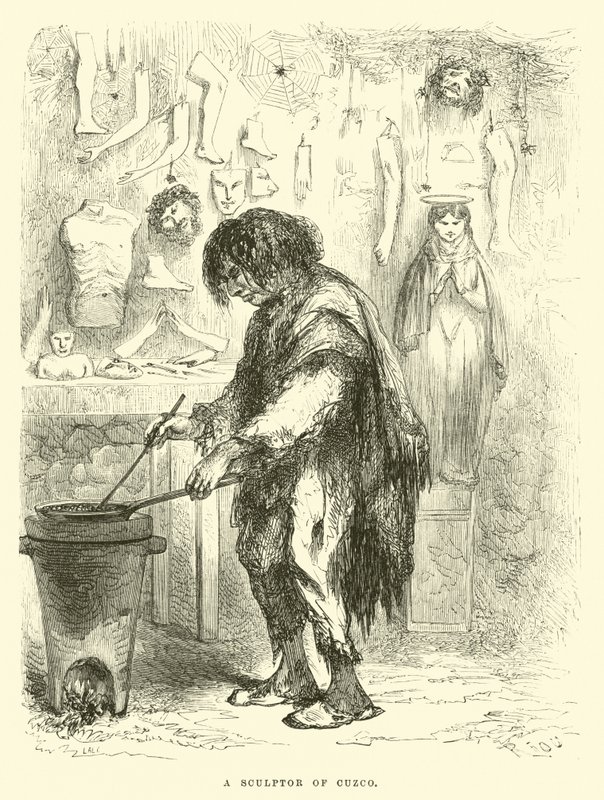 Een beeldhouwer van Cuzco door Edouard Riou