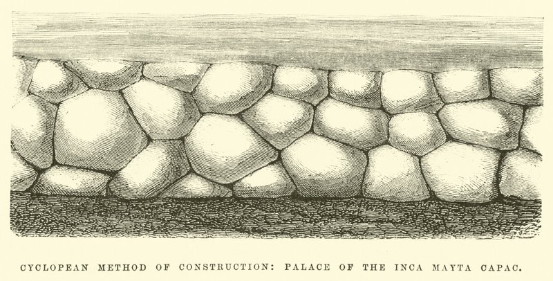 Cyclopische bouwmethode, Paleis van de Inca Mayta Capac door Edouard Riou