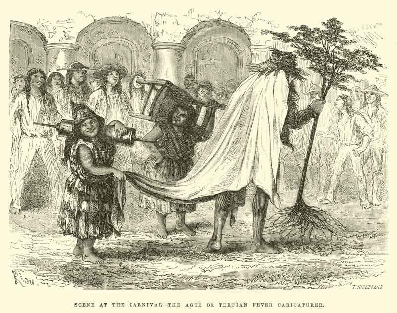 Scène op het carnaval, de koorts of tertiaire koorts geparodieerd door Edouard Riou