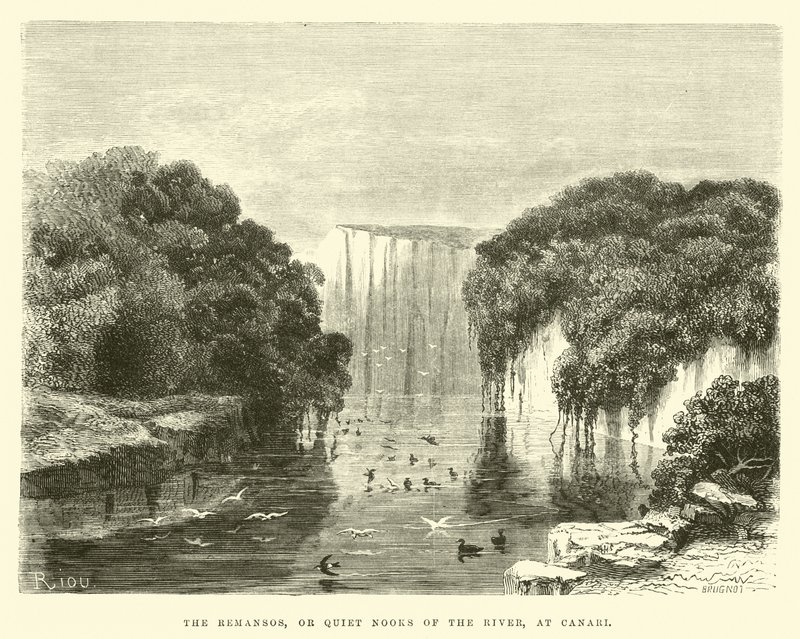 De remansos, of rustige hoekjes van de rivier, bij Canari door Edouard Riou