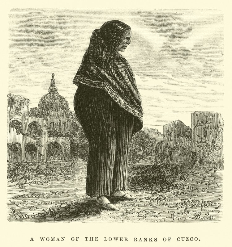 Een vrouw van de lagere rangen van Cuzco (gravure) door Edouard (after) Riou