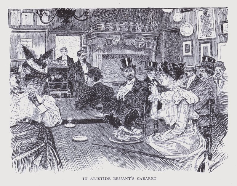 Boheems Parijs: In het cabaret van Aristide Bruant (litho) door Edouard Alfred (1875 1954) Cucuel
