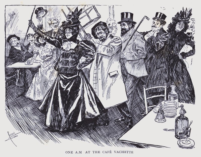 Boheems Parijs: Een AM in Cafe Vachette (litho) door Edouard Alfred (1875 1954) Cucuel