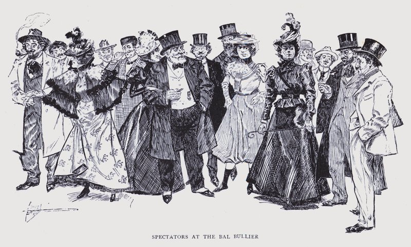 Boheems Parijs: Toeschouwers bij het Bal Bullier (litho) door Edouard Alfred (1875 1954) Cucuel