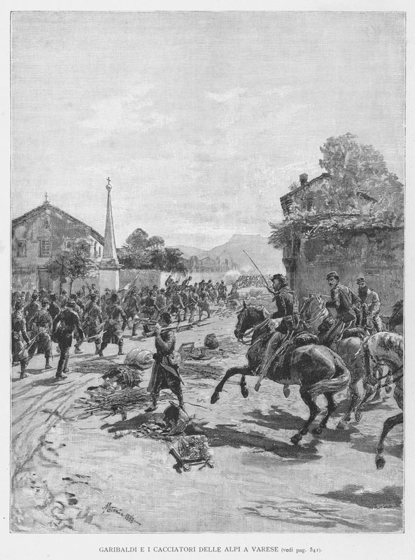 Garibaldi E I Cacciatori Delle Alpi A Varese door Edouardo Matania