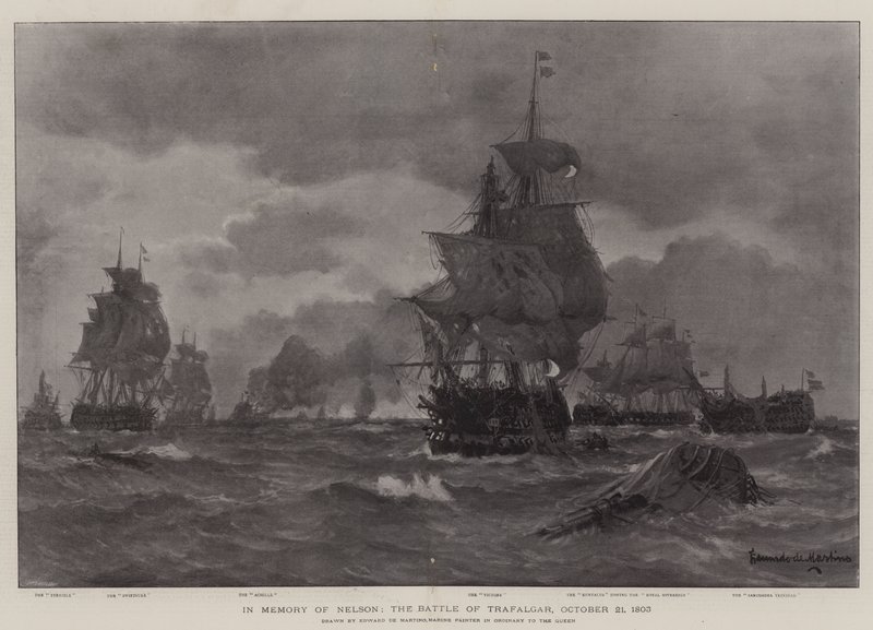 Ter nagedachtenis aan Nelson, de Slag bij Trafalgar, 21 oktober 1803 door Eduardo de Martino