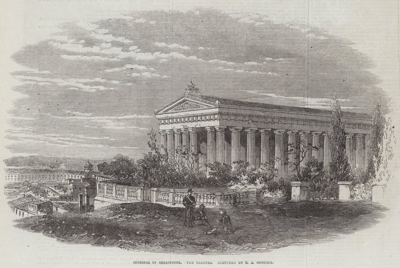 Interieur van Sebastopol, het theater door Edward Angelo Goodall