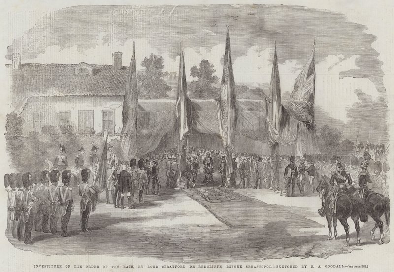 Investituur van de Orde van het Bad, door Lord Stratford de Redcliffe, voor Sebastopol door Edward Angelo Goodall