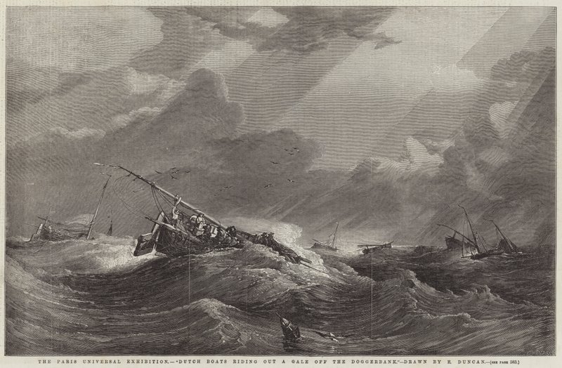De Parijse Wereldtentoonstelling, Nederlandse boten trotseren een storm op de Doggersbank door Edward Duncan
