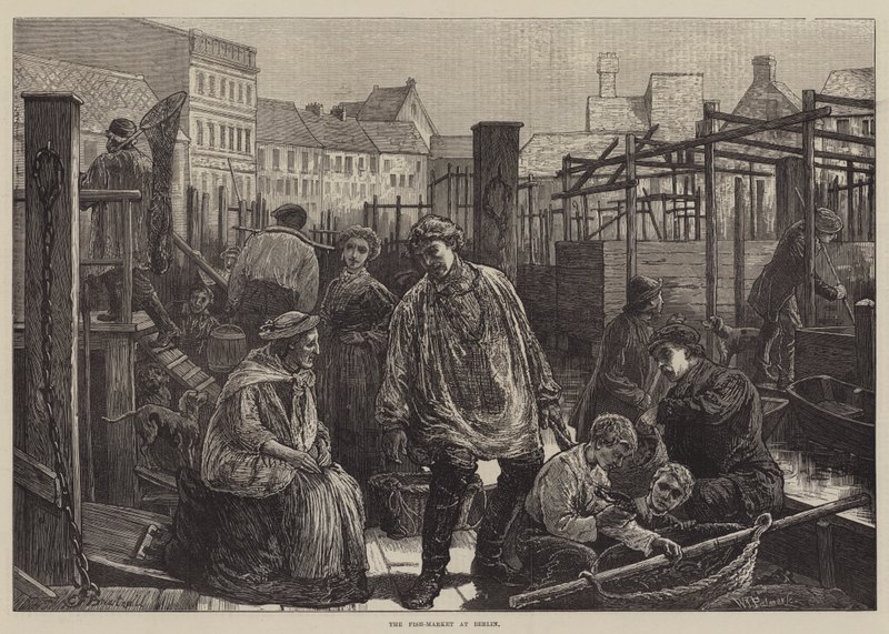 De Vismarkt in Berlijn door Edward Frederick Brewtnall