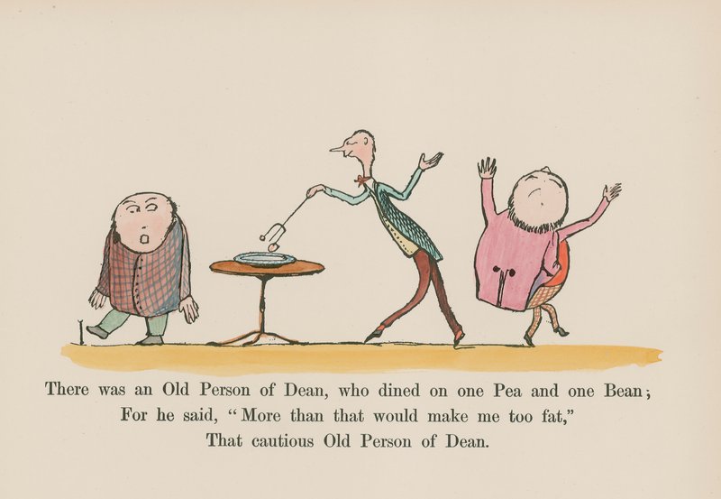 Er was een oude man van Dean, die dineerde op één erwt en één boon door Edward (after) Lear
