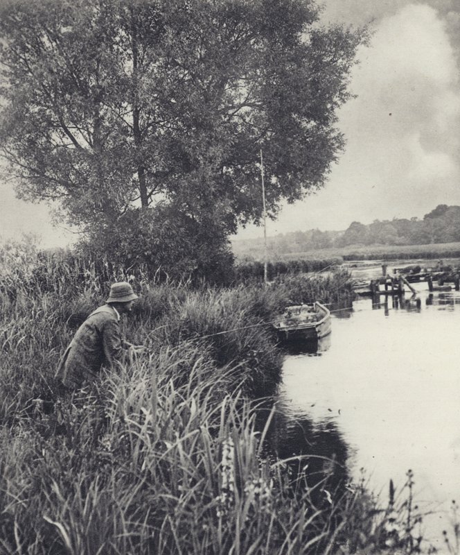 Bij de palingpotbrug in Leckford door Edward Alfred Barton