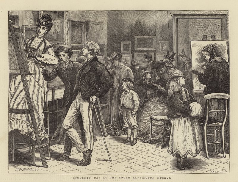 Studentendag in het South Kensington Museum door Edward Frederick Brewtnall
