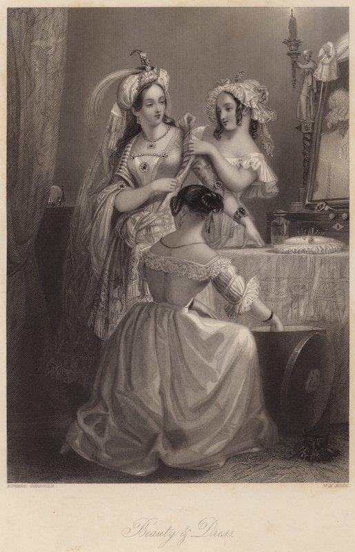Schoonheid en Kleding (gravure) door Edward Henry (after) Corbould