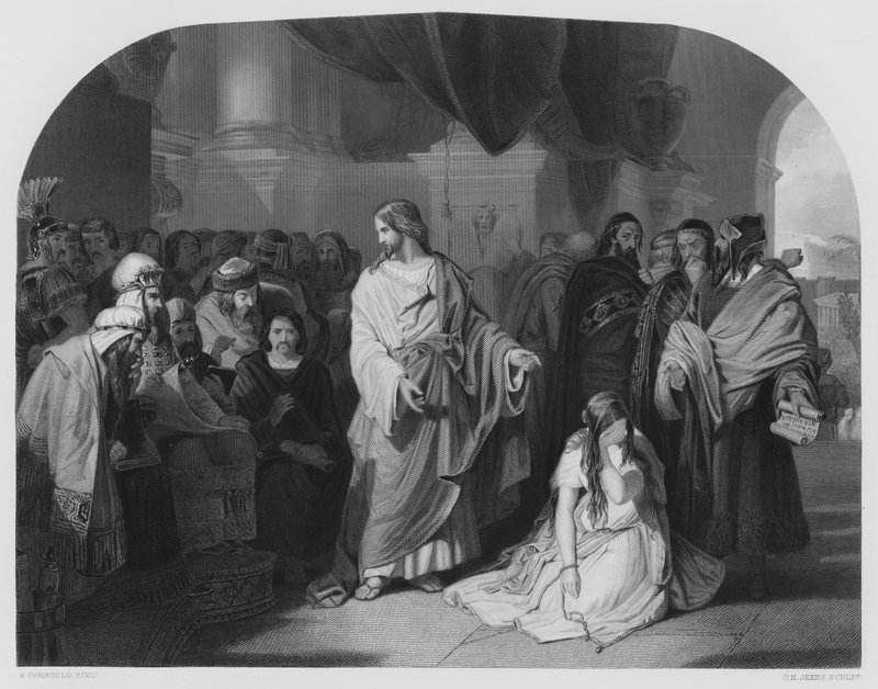 Ga, en zondig niet meer, uit het schilderij in de Koninklijke Collectie (gravure) door Edward Henry (after) Corbould