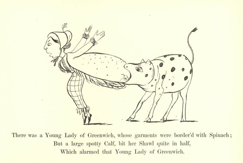 Er was een jonge dame uit Greenwich, wiens kleding was omzoomd met spinazie door Edward Lear