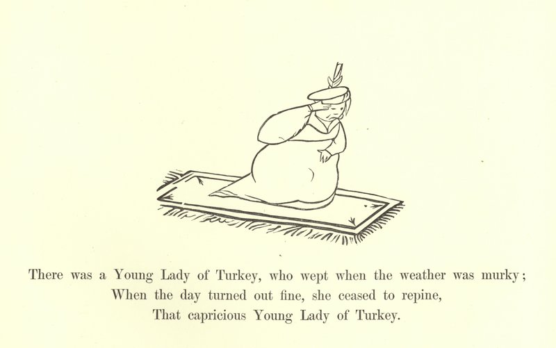 Er was een Jonge Dame uit Turkije, die huilde als het weer somber was door Edward Lear
