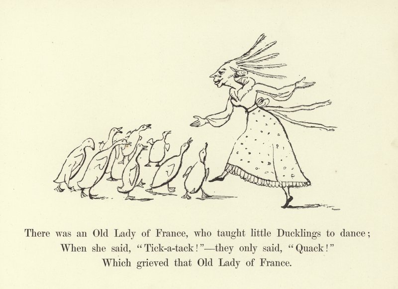Er was een oude dame uit Frankrijk, die kleine eendjes leerde dansen door Edward Lear