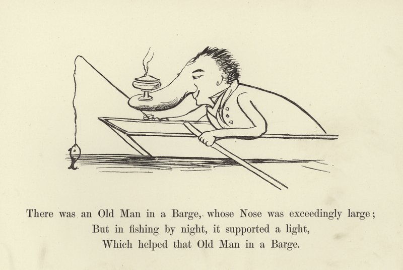 Er was een oude man in een schuit, wiens neus buitengewoon groot was door Edward Lear