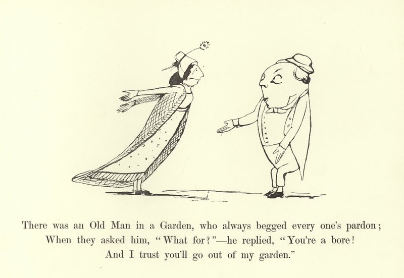 Er was een Oude Man in een Tuin, die altijd iedereen om vergeving vroeg door Edward Lear