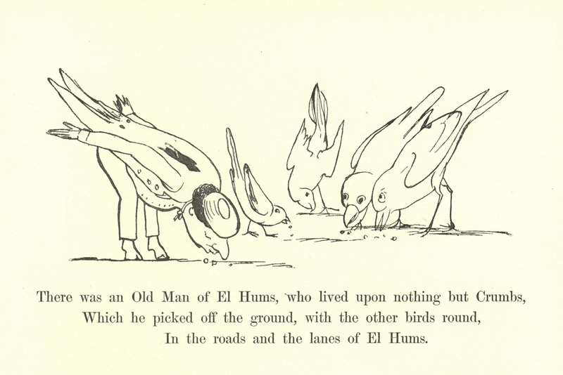 Er was een Oude Man van El Hums, die leefde van niets anders dan Kruimels door Edward Lear