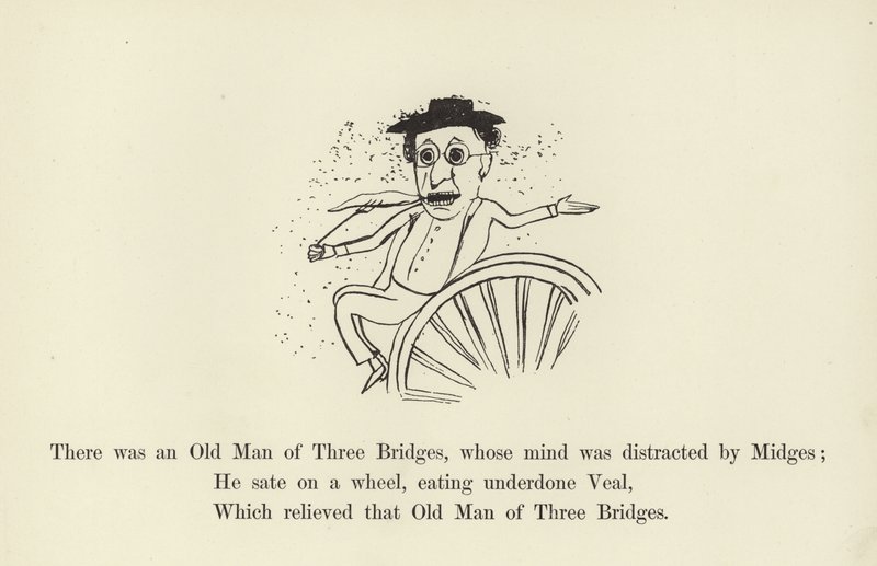 Er was een Oude Man van Drie Bruggen, wiens geest werd afgeleid door Muggen door Edward Lear