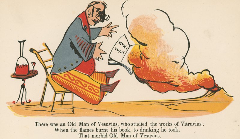Er was een oude man van Vesuvius, die de werken van Vitruvius bestudeerde, uit 
