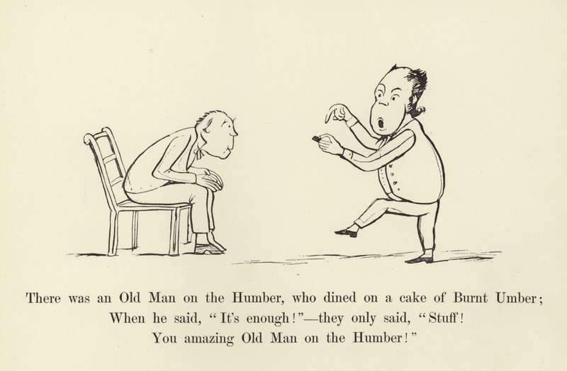 Er was een oude man op de Humber, die dineerde op een cake van Gebrand Omber door Edward Lear