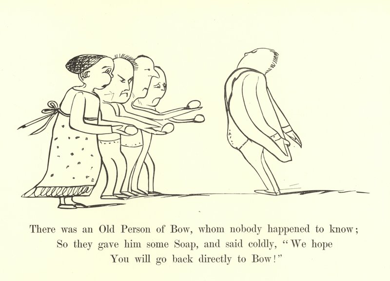 Er was een oude persoon van Bow, die niemand toevallig kende door Edward Lear