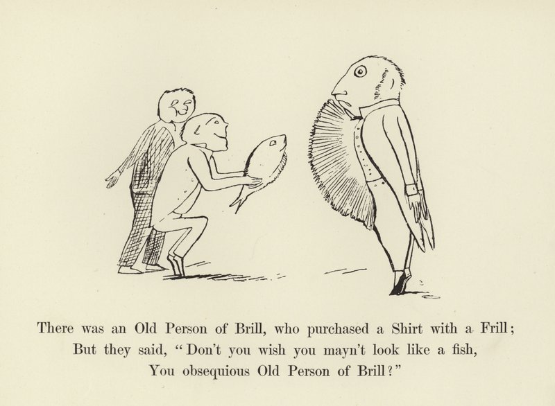 Er was een oude persoon van Brill, die een shirt met een kraag kocht door Edward Lear
