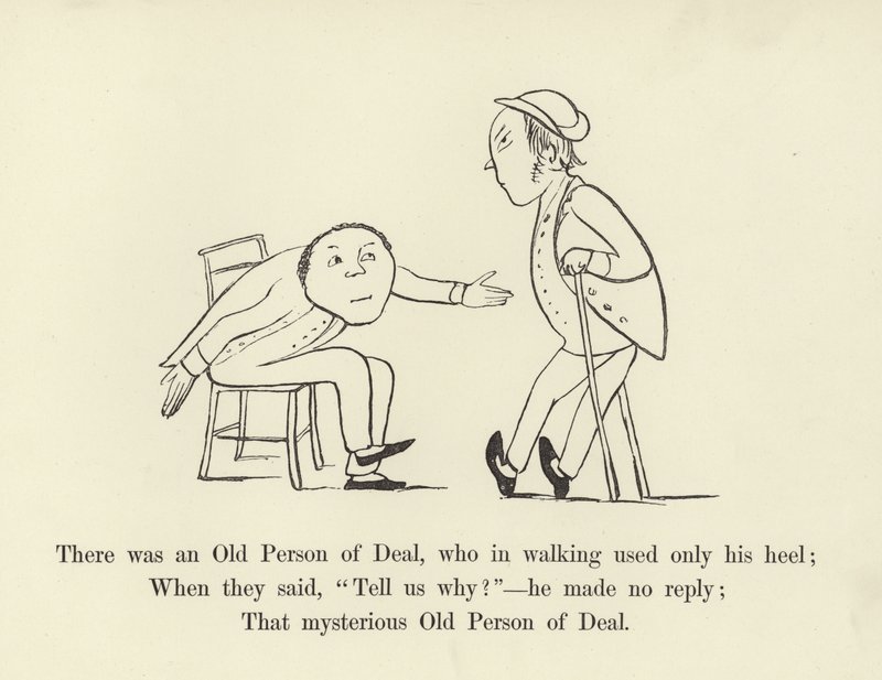 Er was een Oude Persoon van Deal, die bij het lopen alleen zijn hiel gebruikte door Edward Lear