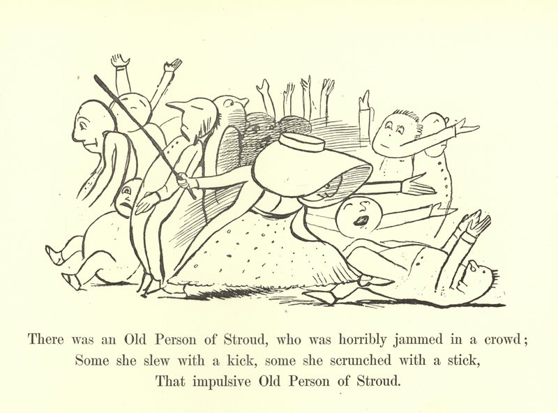 Er was een Oude Persoon uit Stroud, die vreselijk werd geplet in een menigte door Edward Lear