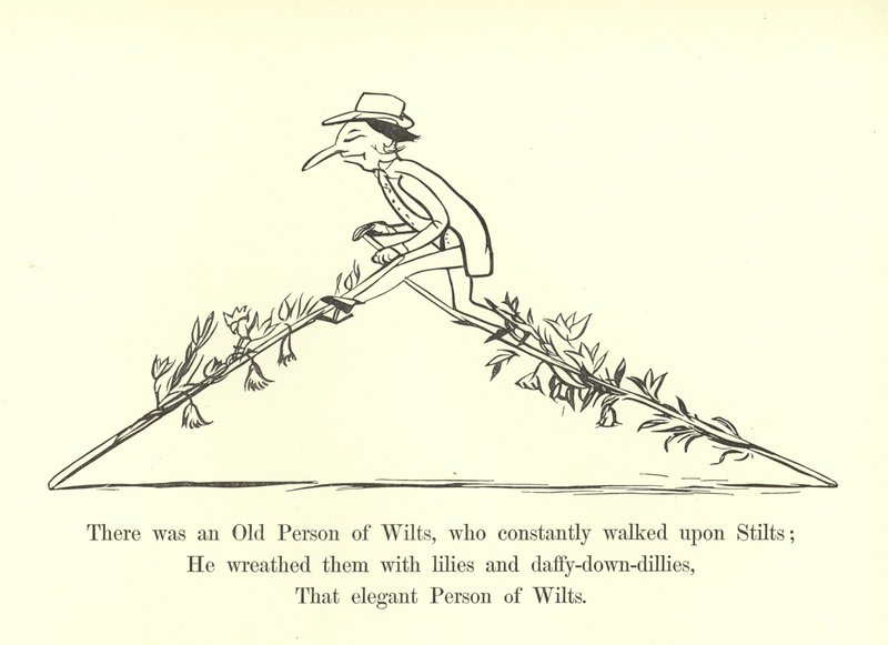 Er was een oude persoon van Wilts, die constant op stelten liep door Edward Lear